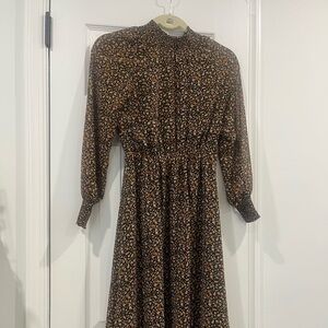 Madewell Black Floral Long Sleeve Dress